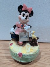 Disney Vintage Minnie Mouse Music Box Fine Bone China Schmid Japan Disneyana 80s
