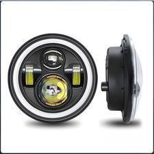 2PCS 7" Inch HALO Angel Eyes LED DRL Headlights For Land Rover Defender 90 110