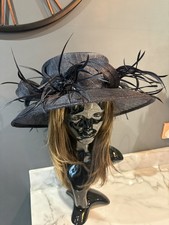 Navy Blue Sinamay Wide Brim