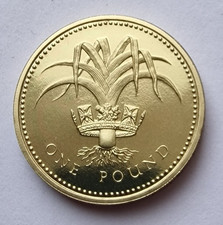 1985 Elizabeth II - PROOF £1 One Pound Welsh Leek Coin - Mintage 102,015