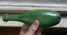 1840s PRIVY DUG GREEN WHITTLED UNEMBOSSED BALTIMORE TORPEDO SODA BOTTLE CRACKED