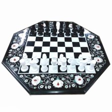 18" Marble Chess Coffee Table