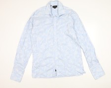 Duchamp London Men's Blue Slim Fit Long Sleeve Floral Cotton Shirt 17in