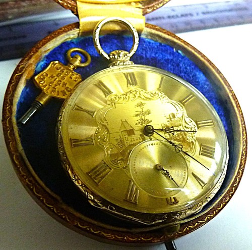 18k solid gold pocket watch - ,
