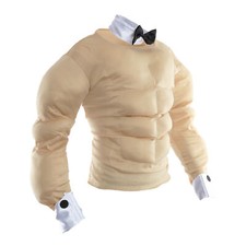 MENS HUNKY BUTLER FANCY DRESS COSTUME MUSCLE CHEST BOW TIE SHIRT CUFFS STAG DO 