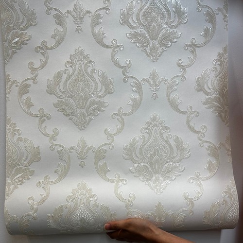 Ivory white embossed - embossed, damask