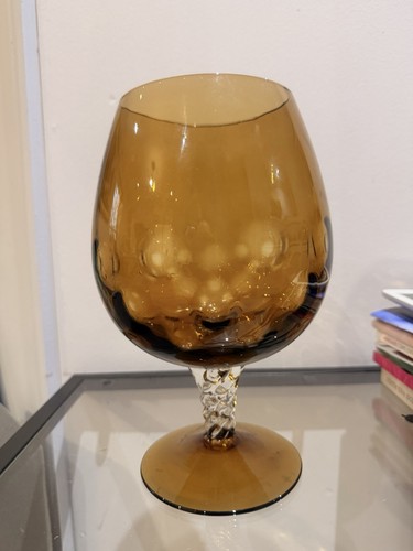 Large amber glass vase retro - large, vase: