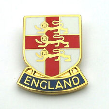ENGLAND BADGE 3 LIONS SHIELD LAPEL - Cross of St George, Flag, Patriotic, Enamel