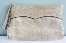 Vintage Clutch Bag Purse 1930s Lizard Skin Leather Ladies Handbag Wrist Handle