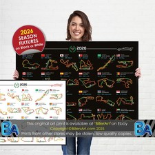 Formula 1 2026 Season Circuit Detailed Landscape Wall Calendar F1 poster