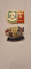 2 x GLENTORAN FC  N.IRELAND Champions & Europa League Enamel  Football pin Badge