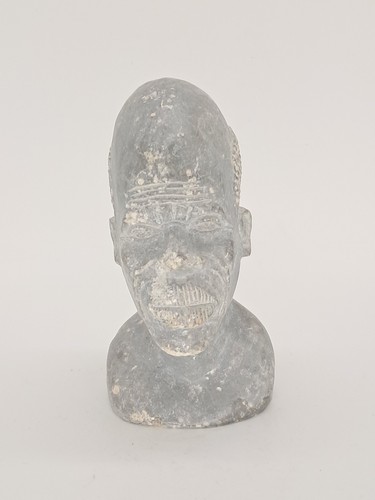 African carved male bust - african,
