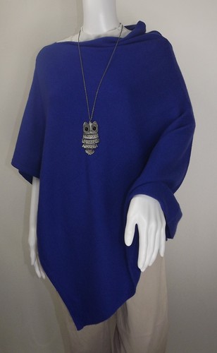 Cashmere poncho cobalt blue - cashmere,