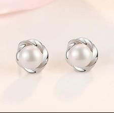 Faux Silver Rhinestone Pearl