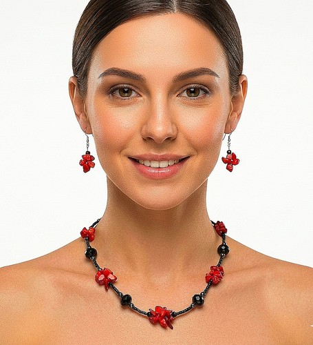 Real red coral - , hematite
