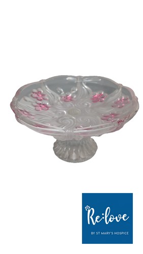 Glass cake stand clear - cake, pink