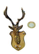 VINTAGE/ANTIQUE SOLID BRASS RED FALLOW DEER STAGS HEAD screw-on ornamant