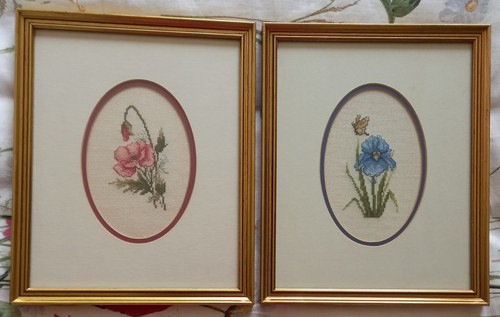 Vintage pair framed floral - vintage, of