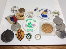 Junk Drawer Job Lot - Train Badges  Medals Military ID Tags Pendants etc