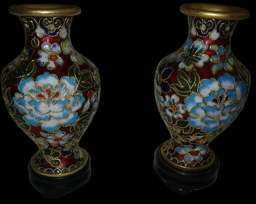 Pair small cloisonné vases - cloisonné,