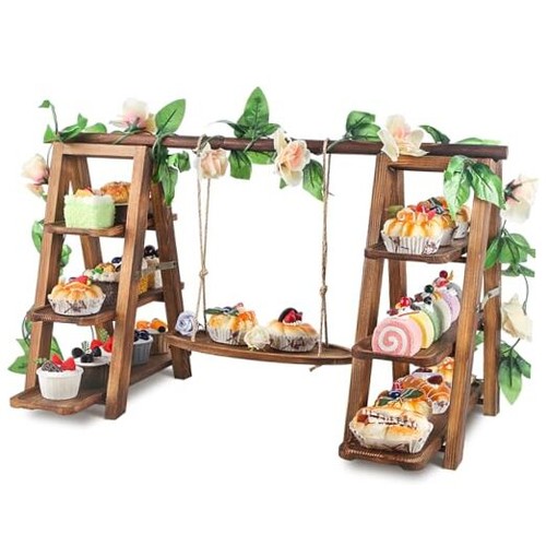 Wooden tier cupcake stand - cupcake,