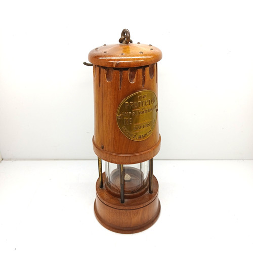 Vintage wooden miners lamp the - vintage,