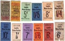 Bus tickets (12) : A. E. Letch, Sible Hedingham, Essex. punch / inserts