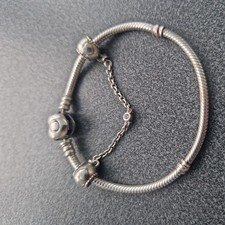 PANDORA Moments Heart Clasp Snake Chain 19cm Bracelet With Safety chain 925 ale