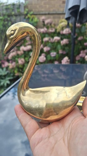 Vintage solid brass swan - solid,
