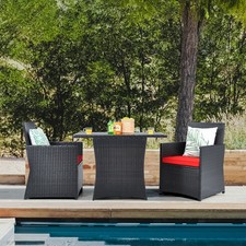 3PCS Patio Wicker Bistro Set