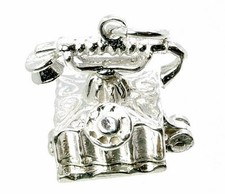 STERLING SILVER OPENING ANTIQUE TELEPHONE CHARM
