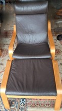 IKEA Poang Brown Leather Birch