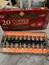 Vintage Premier 20 Copper Lanterns Christmas Lights Boxed Bulbs WORKING Unused
