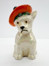 VINTAGE WHITE HEATHER LUCKY SCOTTIE FROM GLASOW CRESTED WARE SOUVENIR