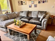 DFS Corner Sofa Grey Velvet 5