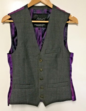 NEXT Mens dark grey Waistcoat with silky purple back 36"r 36 inch regular
