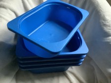 5 IKEA Trofast storage boxes, blue. 30 x 20.5 x 10 cms.