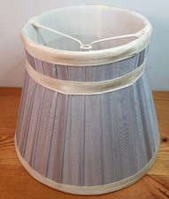 Grey Silver Pleated Clip on Lamp Shade 16cm with Cream Trim Vintage