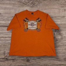 Harley-Davidson T-Shirt Motorcycles Flame Pistons Print Tee Orange 2XL 2000