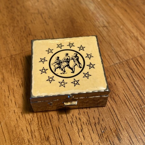Vintage silver enamel - enamel, pill