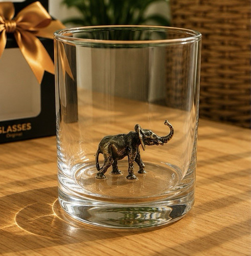 Whisky tumbler glass - glass, elephant