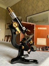 Vintage Watson Service Petrological/Polarising Brass Microscope - c1933, Cased