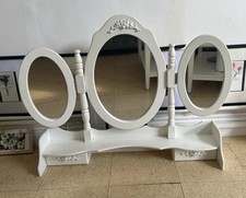 white wooden Dressing table Triple mirror drawers furniture dresser home Beauty