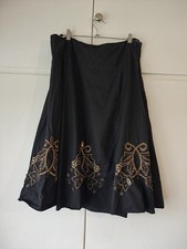 CKM Black Embroidered Beaded Skirt L 100% Cotton Boho Ethnic Gypsy Style