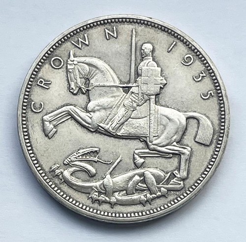 Silver crown coin 1935 - crown, king