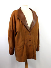 WALLACE SACKS Tan Brown Suede Leather Oversized Jacket Coat Vintage UK 16 - EHB