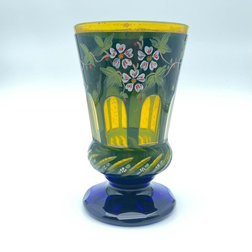 Bohemian vase blue overlay