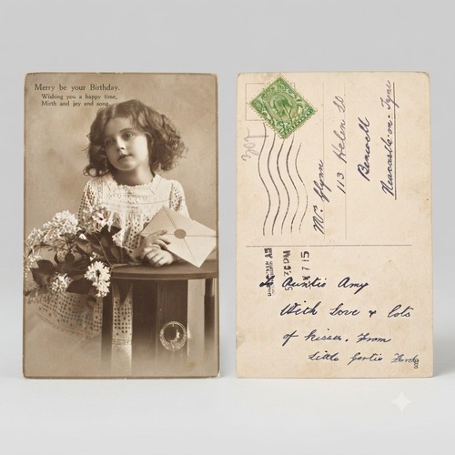 Antique birthday postcard - antique,