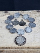 Job Lot Of Antique Silver Coin Jewellery. Three Pence.  Bracelet. Earrings. Bit