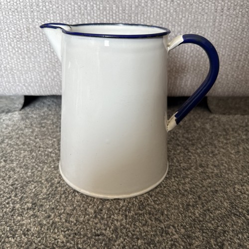 Vintage white enamel jug - enamel,